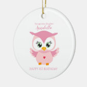 Décoration En Céramique Petite fille Premier anniversaire Cute Pink Owl (Gauche)