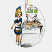 Décoration En Céramique Petite fille rassemblant des oeufs (Gauche)