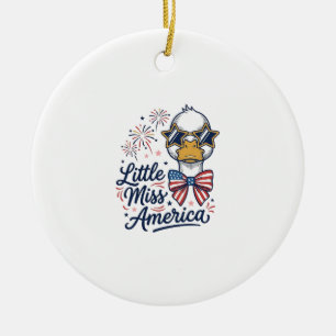 Décoration En Céramique Petite Miss America Canard Patriote Vintage T-Shir