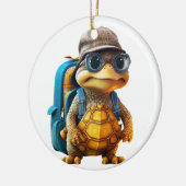 Décoration En Céramique Petite Tortue Aventurée avec sac à dos, (Gauche)
