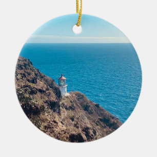 Décoration En Céramique phare sur la falaise océan bleu Hawaï