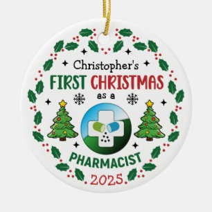 Décoration En Céramique Pharmaciste Premier Noël Personnalisé