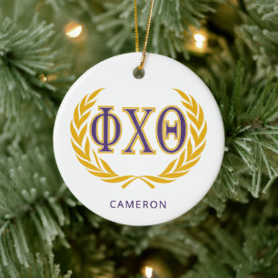 Décoration En Céramique Phi Chi Theta Grecques avec Couronne