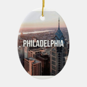 Décoration En Céramique Philadelphie Skyline Vue aérienne Typographie Urba