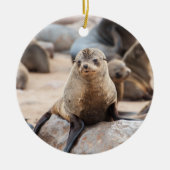 Décoration En Céramique Phoque bébé sur rocher (Devant)