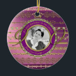 Décoration En Céramique Photo 90e anniversaire Gold Crown Diamonds Frame<br><div class="desc">Célébrez votre anniversaire d'étape ou celui d'un ami ou d'une famille avec ce magnifique cadre doré et violet décoré de diamants, pierres précieuses et une variété de chaîne d'or. Les chiffres de la parties scintillant d'or soulignent l'âge spécial. Parfait pour votre portrait préféré, le cadre transformera votre photo en un...</div>