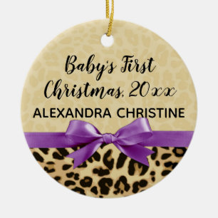 Décoration En Céramique Photo Back Girl Babys First Christmas Leopard