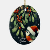 Décoration En Céramique Photo bébé Mistletoe Robin Wreath de Noël (Droite)