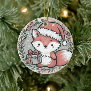 Décoration En Céramique Photo bébé renard mignon de Noël