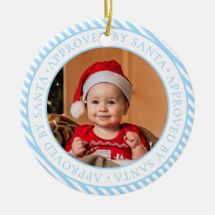 Décoration En Céramique Photo Bleue Père Noël Nice Liste Membre Noël