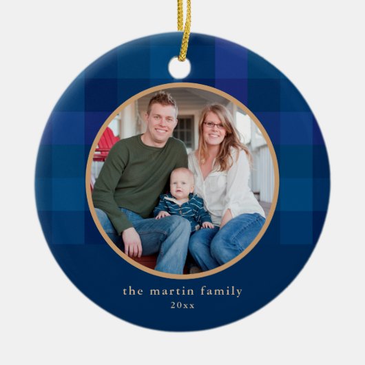 Décoration En Céramique Photo bleue Plaid plongée Noël (Devant)