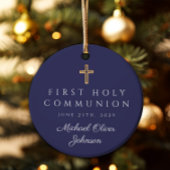 Décoration En Céramique Photo Blue Religieux Croix Boy First Communion