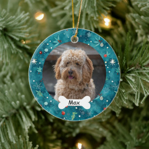 Décoration En Céramique Photo Chien Chien Chien turquoise Personnalisé