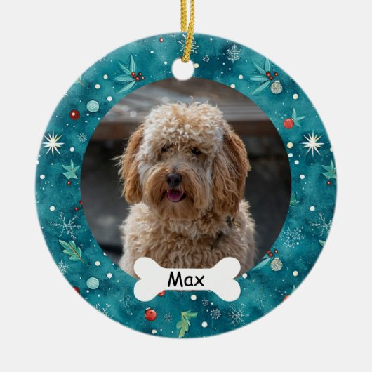 Décoration En Céramique Photo Chien Chien Chien turquoise Personnalisé (Devant)