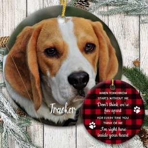 Décoration En Céramique Photo Chien Personnalisé Red Plaid Pet Pet Perdre
