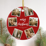 Décoration En Céramique Photo Collage Joyeux Noël<br><div class="desc">Créez vos propres cartes de Noël familiales personnalisées avec vos photos préférées comme un collage. Caractéristiques de typographie de script moderne et design minimaliste.</div>