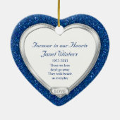 Décoration En Céramique Photo commémorative Royal Blue Silver Heart Noël (Dos)