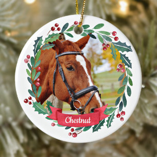 Décoration En Céramique Photo d'aquarelle personnalisée Cheval pour anima