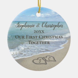 Décoration En Céramique Photo de Back First Christmas Together Beach