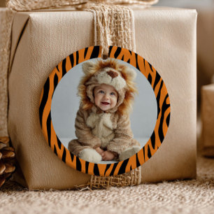 Décoration En Céramique Photo de bébé à motif rayé tigre aquarelle mignon