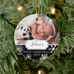 Décoration En Céramique Photo de bébé de Noël noir