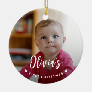 Décoration En Céramique Photo de bébé moderne pour le premier Noël