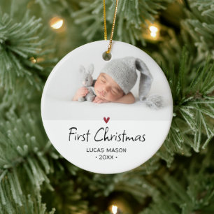 Décoration En Céramique Photo de bébé pour son premier Noël moderne