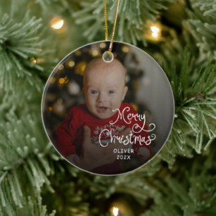 Décoration En Céramique Photo de bébé pour un joyeux Noël