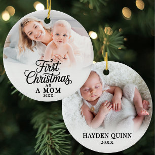 Décoration En Céramique Photo de bébé Premier Noël en tant que maman
