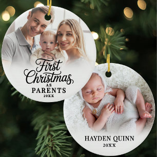 Décoration En Céramique Photo de bébé Premier Noël en tant que parents