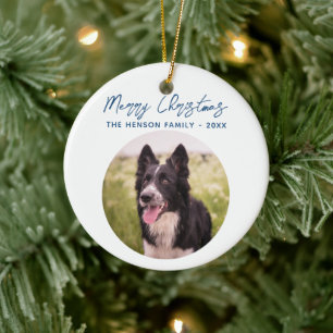 Décoration En Céramique Photo de Border Collie Famille Joyeux Noël