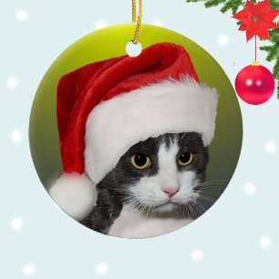 Décoration En Céramique Photo de chat tuxedo personnalisé pour chant de No