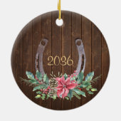 Décoration En Céramique Photo de cheval personnalisé Noël rustique (Dos)
