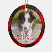 Décoration En Céramique Photo de chien de compagnie rouge pâle Noël (Gauche)