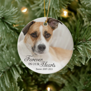 Décoration En Céramique Photo de chien mémorial Noël À jamais dans nos cœu