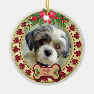 Décoration En Céramique Photo de chien personnalisée avec empreintes de pa