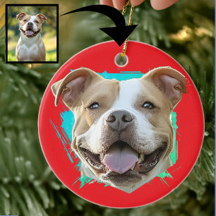 Décoration En Céramique Photo de chien Pitbull amateur de animaux personna