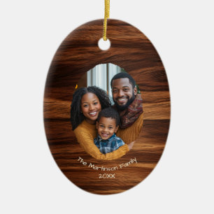 Décoration En Céramique Photo de famille Bois Ovale Noël personnalisé
