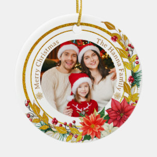 Décoration En Céramique Photo de famille & Cadeau de Noël joyeux Euphorbe