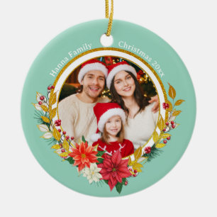 Décoration En Céramique Photo de famille & Cadeau de Noël joyeux Euphorbe