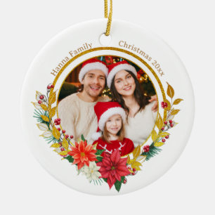 Décoration En Céramique Photo de famille & Cadeau de Noël joyeux Poinsetti