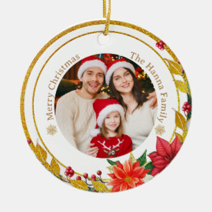 Décoration En Céramique Photo de famille & Cadeau de Noël joyeux Poinsetti