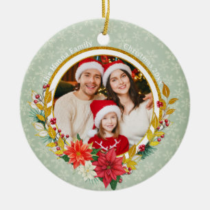 Décoration En Céramique Photo de famille & Cadeau de Noël joyeux Poinsetti