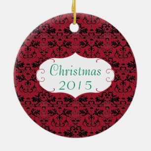 Décoration En Céramique Photo de famille de Noël Lustre rouge #2 Damask