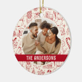 Décoration En Céramique Photo de famille Doodle Rouge Noël (Gauche)