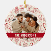 Décoration En Céramique Photo de famille Doodle Rouge Noël (Dos)