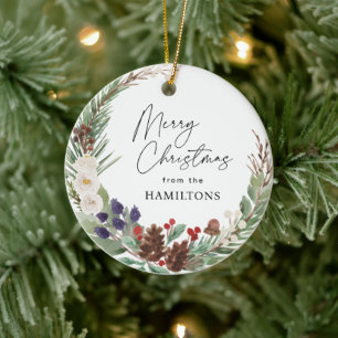 Décoration En Céramique Photo de famille Joyeux Noël Folithe Wreath