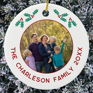 Décoration En Céramique Photo de famille personnalisé avec nom et année Ho