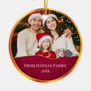 Décoration En Céramique Photo de famille personnalisée & Joyeux Noël