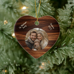 Décoration En Céramique Photo de famille personnalisée moderne Woodgrain H